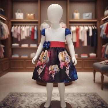 Imagem de Vestido Infantil Temático Simples Arlequina - aurea, P