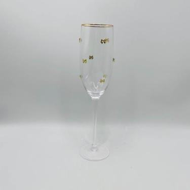 Imagem de Taça Champanhe Laço em Vidro com Borda Ouro 300ml 25x6cm - ROJEMAC
