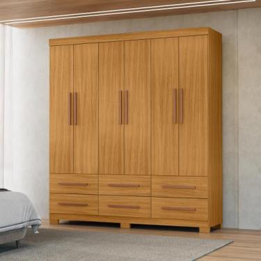 Imagem de Guarda Roupa 6p 6g Casal Madeira Quarto Amplo Espaço - Casa Nostra Móv