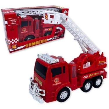 Imagem de Caminhão Bombeiro Brinquedo Bate e Volta Com Luz e Som - Bs toys