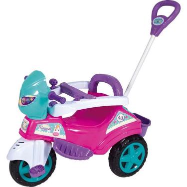 Imagem de Triciclo para Bebê Baby City Menina Multifuncional com Som Suporta 30kg Maral