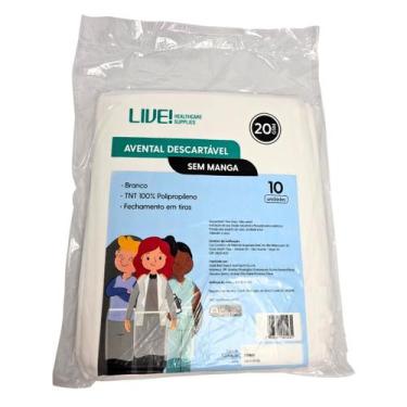 Imagem de Avental desc. s/ manga branco 20 gr 120x140 pct 50un live modelo:branc
