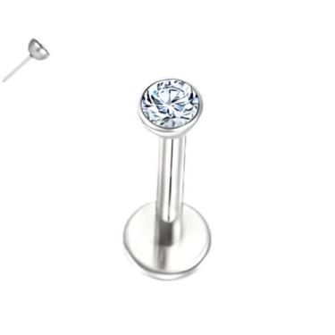 Imagem de Piercing Ponto De Luz Titânio G23 Ouro Pvd Nano Push Pin Cor:PrateadoT