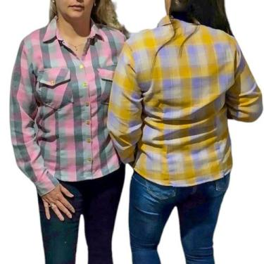 Imagem de Camisa Feminina De Flanela Xadrez Manga Longa Plus Size - Repelique, P