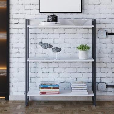 Imagem de Estante para Livro Industrial 3 Prateleiras 104CMX80CM Branco/Chess/Pr