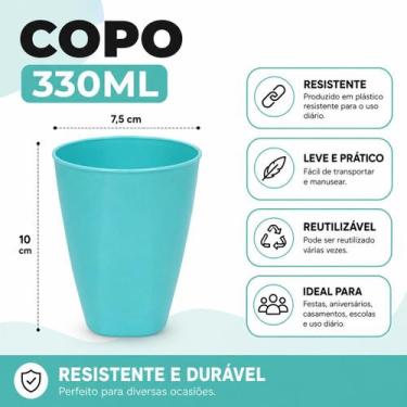 Imagem de Kit 10 Copos 330ML Multicoloridos Resistentes Para Festas Eventos Esco