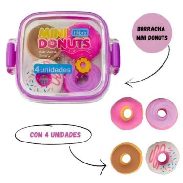 Imagem de Borracha Mini Marmitinha com 4 Unidades Tilibra Donuts, Donuts