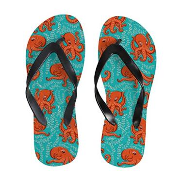 Imagem de Chinelo feminino polvo em cor turquesa sandálias de praia finas para homens sandálias de verão estilo chinelos de viagem, Multicor, 10-11 Narrow Women/8-9 Narrow Men