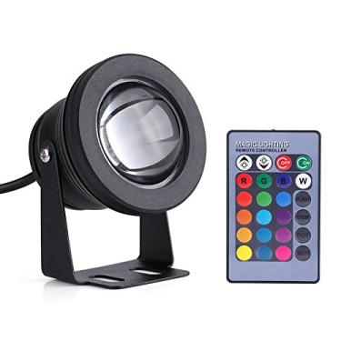 Imagem de Luzes subaquáticas, luz de LED subaquática 10 W 12 V para barcos marinhos iates RGB LED holofote subaquático IP67 à prova d'água lâmpada de aquário funcionando (preto)