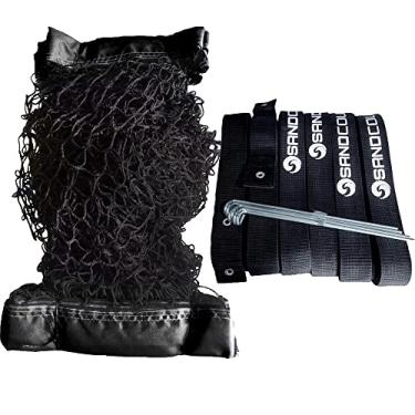 Imagem de REDE DE BEACH TENNIS 4 LONAS MAIS MARCAÇÃO DE QUADRA PROFISSIONAL - KIT (preto)