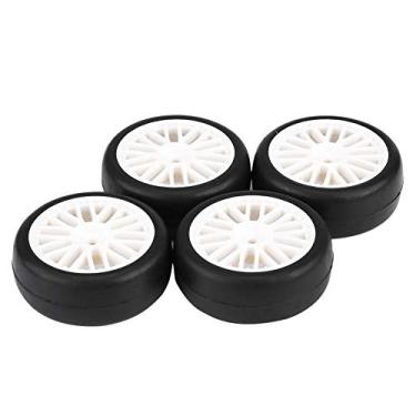 Imagem de NITRIP Pneus de controle remoto, acessórios de controle remoto, pneus de borracha para carros RC 1/10 RC Racing on-road Drift Touring carro (rodas brancas)