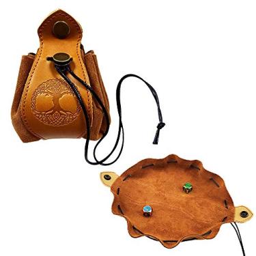 Imagem de Rollooo Celtic Tree DND Gifts Dice Bag - Tray with Drawstring & Button Genuine Leather Dice Pouch Storage Bag for d&d Dices Jewelry Coin & Small Accessories