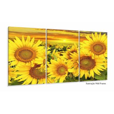 Imagem de Quadro Decorativos Girassol sala quarto 120x60 3 peças