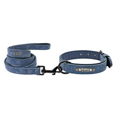 Imagem de HIOD Coleira de cachorro personalizada Coleira de cachorro para animais de estimação Coleira para cães pequenos médios grandes cães Pitbull Bulldog Pugs Beagle, azul, P (Colarinho 25-31 cm)