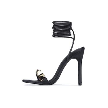 Imagem de Cape Robbin Aigo Tocuri înalte stiletto sexy pentru femei, pantofi pătrați cu vârf deschis, tocuri - negru mărime 7,5