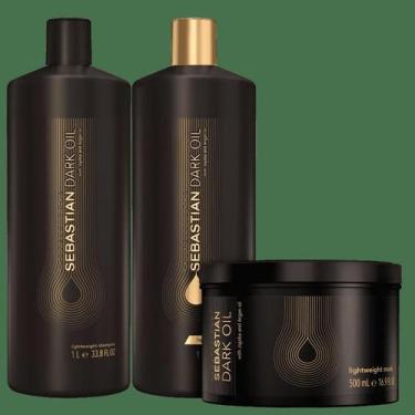 Imagem de Sebastian Professional Dark Oil Shampoo + Condicionador 1L + Máscara 5