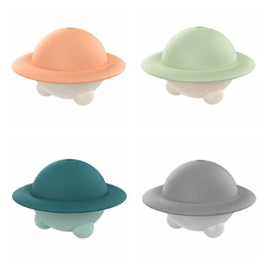 Imagem de AISAMEFE Molde redondo de cubo de gelo, à prova de vazamento de silicone para bolas de gelo, para coquetéis uísque, bourbon, escocês (conjunto de 4 cores - 4 peças)