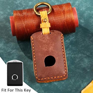 Imagem de Chaveiro com suporte remoto protetor de pele para Volvo XC40 XC60 XC90 S90 S80 C30 V70 V90 XC70 Couro Keyless Smart Fob (Marrom)