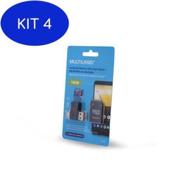 Imagem de Kit 4 Adaptador Dual para Celular e USB com SD 16gb Classe