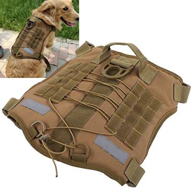 Imagem de Zerodis Peitoral tático para cães, cáqui, colete removível para cães de trabalho, tecido de poliéster, arnês militar para cães médios e grandes (G - cáqui)