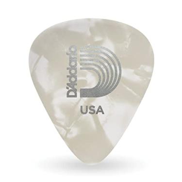 Imagem de Palhetas de guitarra de celuloide White Pearl da D'Addario, pacote com 10, médio