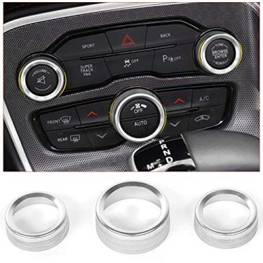 Imagem de Voodonala Botão de botão CD de interruptor de ar condicionado para Dodge Challenger Charger Chrysler 300 300s 2015-2022, Ram 2013-2018 (liga de alumínio prata)