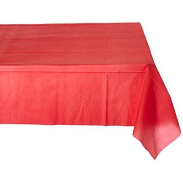 Imagem de Pacote de 2: toalha de mesa de plástico vermelha retangular 137 x 272 centímetros