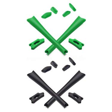 Imagem de Mryok 2 pares de kits de substituição para fones de ouvido Oakley Flak Jacket/Flak Jacket XLJ/Flak Jacket Óculos de sol ajuste asiático - Verde escuro e preto