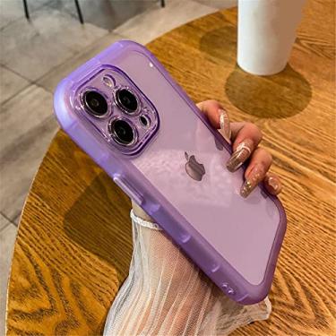Imagem de Capa de telefone transparente de silicone bumper para iPhone 13 12 11 14 Pro Max XR X XS 7 8 Plus Proteção de Câmera Capa Transparente, Roxo, Para iPhone 7plus