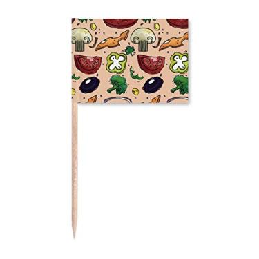 Imagem de Pizza Tomate Foods Peppers Cebola Palito de Dente Marcador Topper Decoração de Festa