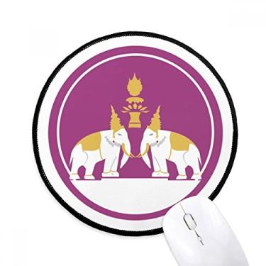 Imagem de DIYthinker Tailândia Feito na Tailândia Dois Elefante Shield Mouse Pad Desktop Office Tapete Redondo para Computador