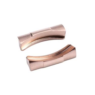 Imagem de CYSUE 2 peças 20mm extremidade curva link endlink apenas para Rolex pulseira de relógio para submarino pulseira de couro de borracha conexão sem costura (cor: rosa, tamanho: 20mm)