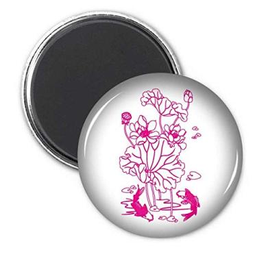 Imagem de Folha de lótus flor de lótus raiz peixe água geladeira ímã adesivo decoração crachá presente