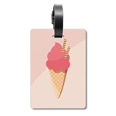 Imagem de Biscuits Egg Cone Red Ice Cream Mala Etiqueta Cartão de Bagagem Pendurado Etiqueta Scutcheon, Multicolorido.