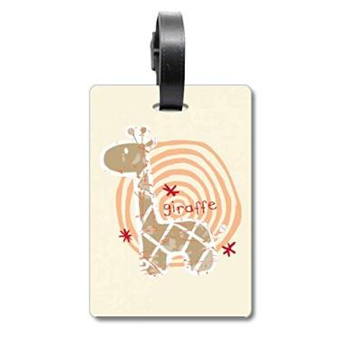Imagem de Anel de girafa com desenho animado, etiqueta de bagagem, cartão de bagagem, Multicolorido.