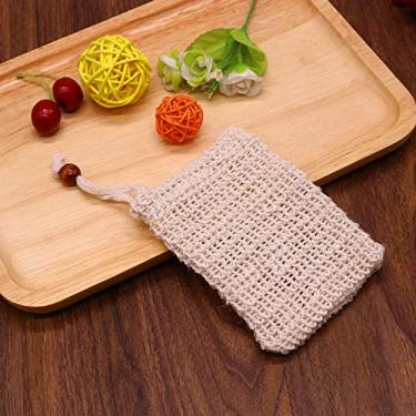 Imagem de 10 pçs bolsa de sabão de malha esfoliante bolha limpeza facial rede de espuma de sisal saco de sabão com cordão bolsa de suporte de cordão sacos de sabão rede de sabão para banho e chuveiro (contas de café -10 peças)