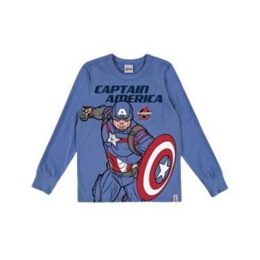 Imagem de Camiseta Malwee Estampada Masculino Capitão América Azul