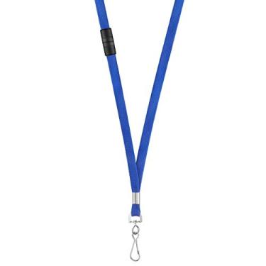 Imagem de Talabartes separáveis com suportes para crachás Suporte para cartão de identificação horizontal de plástico transparente com cordão de segurança da ZHEGUI (azul Royal, pacote com 100)
