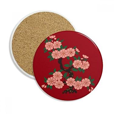 Imagem de Caneca de porta-copos de flor com cultura de pintura com pedra absorvente de proteção de mesa