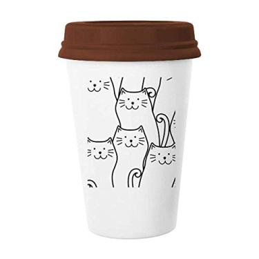 Imagem de Smiling Cat Protect Animal Pet Lover Caneca de café Copo de cerâmica Copo de cerâmica