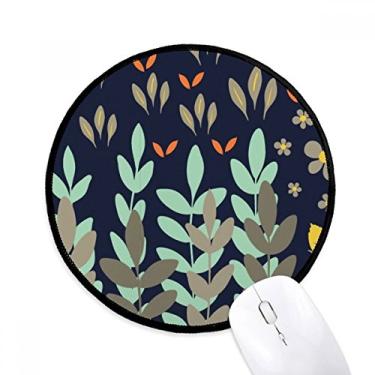 Imagem de Mousepads redondos antiderrapantes para plantas de galhos de folha, bordas costuradas pretas, presente de escritório