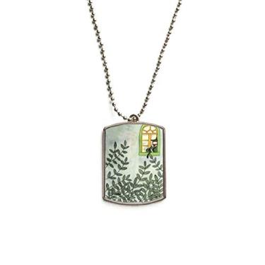 Imagem de DIYthinker Miaoji Pintura Aquarela Gato Exterior Janela Corrente de Aço Inoxidável Pingente Colar para Animais de Estimação