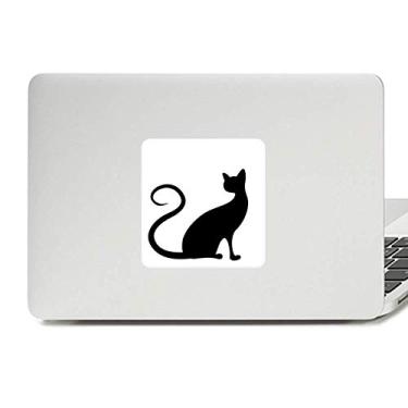 Imagem de Adesivo de vinil com desenho de animal de gato preto elegante para decoração de PC