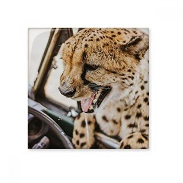Imagem de Azulejo de cerâmica de leopardo animal selvagem organismo terrestre brilhante decalque de pedra adornada tijolo vitrificado