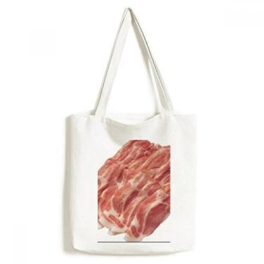 Imagem de Bolsa de lona com textura de carne crua e comida, bolsa de compras, bolsa casual
