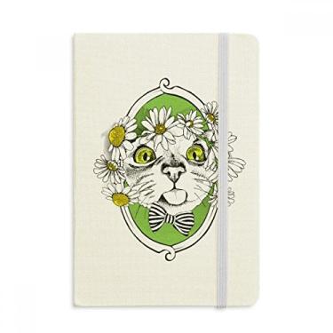 Imagem de Caderno de flores com laço e cabeça de gato para amantes de animais de estimação, capa dura oficial, diário clássico