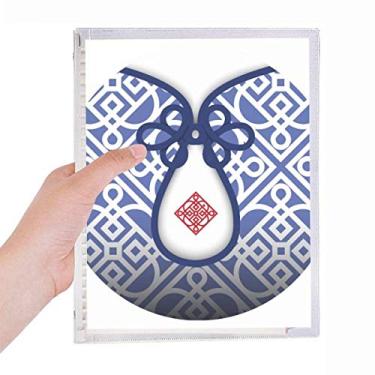 Imagem de Caderno de linha de flores azuis da cultura chinesa com folhas soltas e diário recarregável