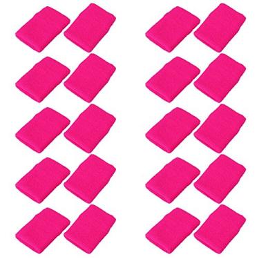Imagem de Mallofusa Pacote com 10 Pulseiras de Basquete Esportivas Coloridas Absorventes de Futebol Festa ao Ar Livre, Rose Red, Standard