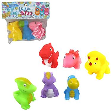 Imagem de Kit Brinquedo De Vinil Hora Do Banho Bebe Dinossauros