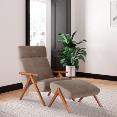 Imagem de Poltrona com Puff Relax Estilo Retrô D33 Yescasa Capuccino